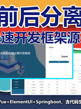 前后分离敏捷开发框架基于Vue+ElementUI+Springboot源码后台权限