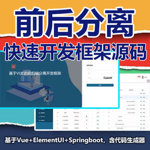 前后分离敏捷开发框架基于Vue+ElementUI+Springboot源码后台权限