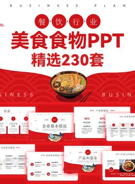 PPT模板美食中餐馆西餐厅餐饮料理甜点火锅水果食物加盟宣传