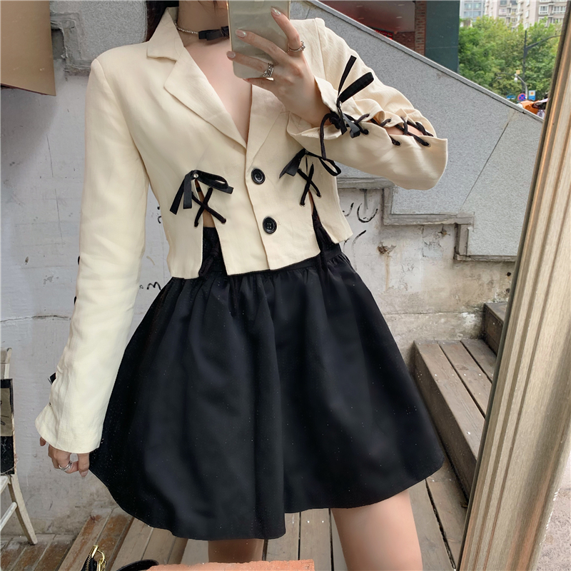 Real price bowknot bandage cut design Blazer Jacket