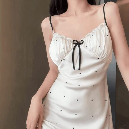 法式吊带冰丝绸纯欲风蕾丝性感睡衣裙服女带胸垫禁欲系夏季裸感薄