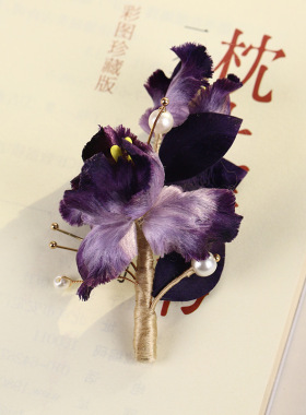 【双花紫鸢尾】新款纯手工非遗蚕丝绒花软簪中式古典复古旗袍发饰
