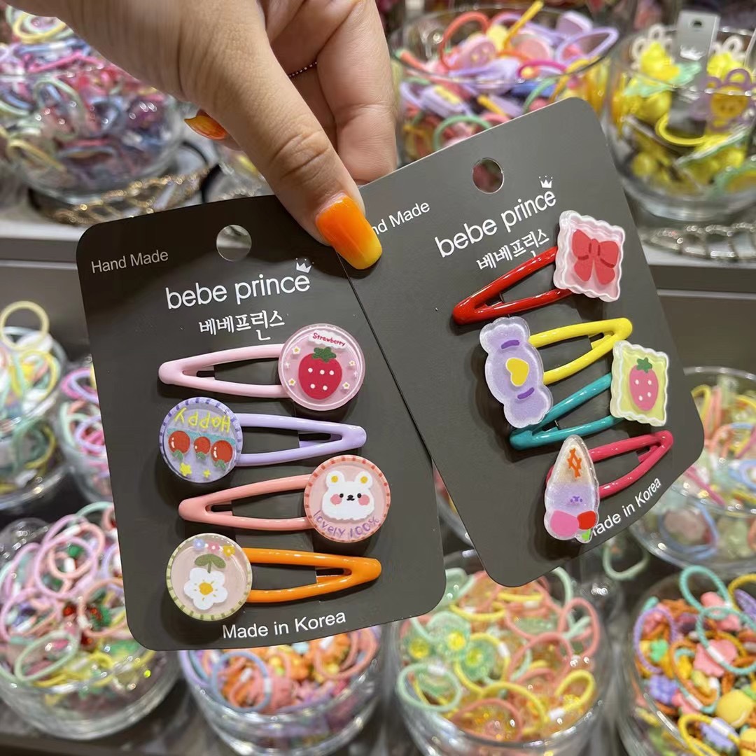 【现货】韩国bebe prince儿童发饰草莓樱桃小兔子圆形发夹糖果小