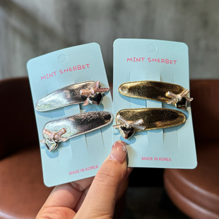 【现货】韩国pretty hairpin发饰可爱金属质感蝴蝶结拜拜夹刘海夹