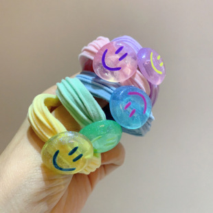 韩系发饰糖果色可爱笑脸头绳韩国高弹力甜美百搭扎头发圈 现货
