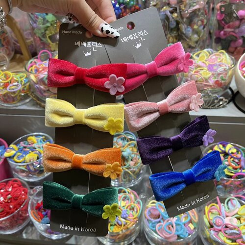 韩国bebeprince丝绒蝴蝶结发夹