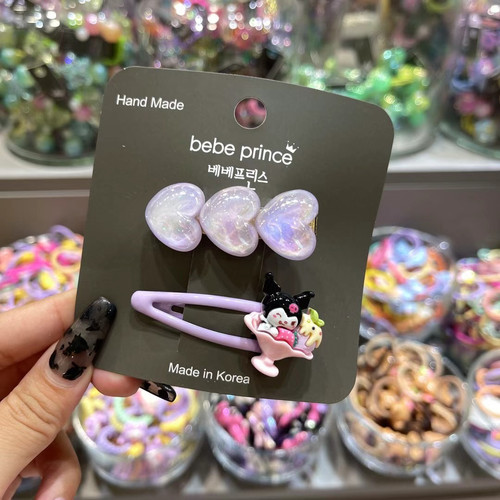 彩色百搭三丽鸥爱心BB夹发卡边夹