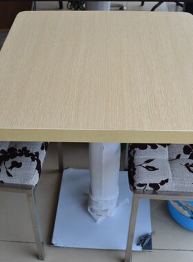 三胺板餐桌 木纹桌面 甜品店 桌子腿架 餐饮桌椅组合 火锅餐桌脚