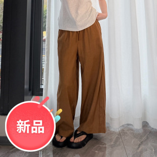 慵懒亚麻 宽松阔腿休闲百搭长裤 英国出口原单 新款 女 春装