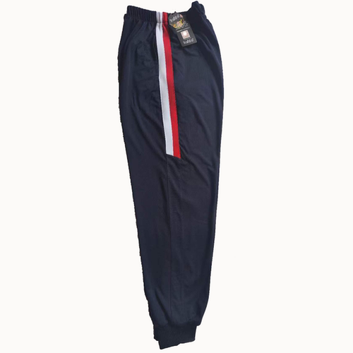 定做校服裤藏青红白宽杠束腿高腰