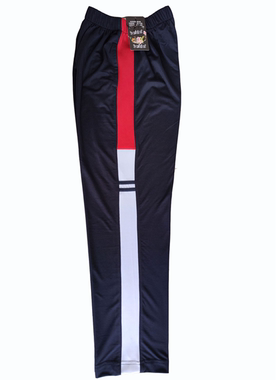 可定做中小学生男女校裤上红下白上两道深蓝色杠条直筒裤松紧腰棉