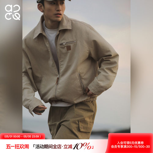 ACTUP春季男短款工装夹克耐磨