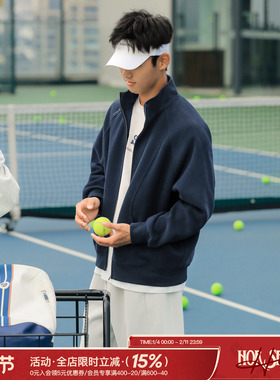 吕小虎ACTUP 美式复古立领开衫卫衣男春季插肩袖运动外套拉链夹克