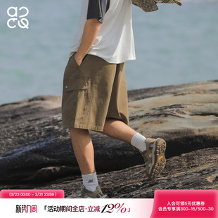 男2026多口袋宽松休闲五分裤 吕小虎ACTUP 短裤 卡其色水洗工装 夏季