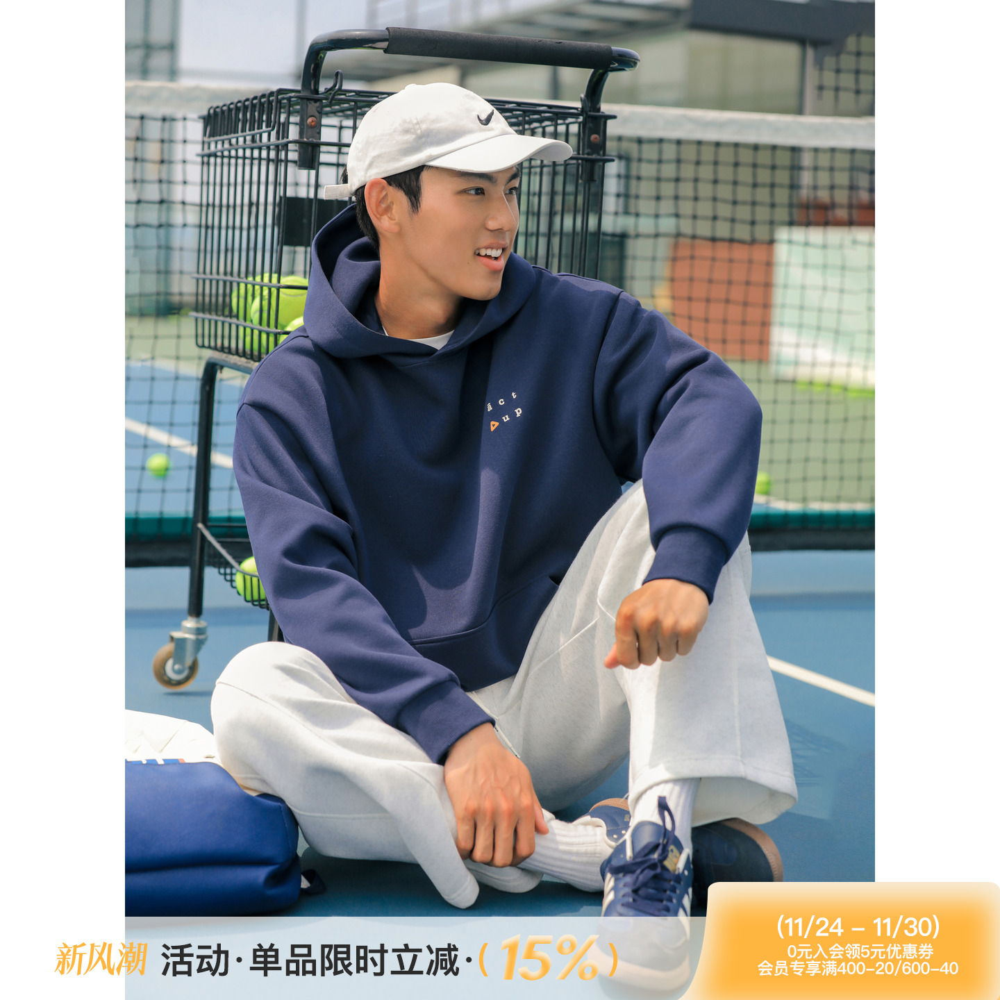 吕小虎发泡印花连帽卫衣日系休闲