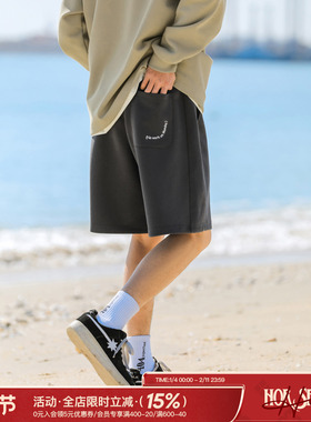 吕小虎重磅310g珠地面料透气短裤男夏季松紧腰抽绳卫裤运动五分裤