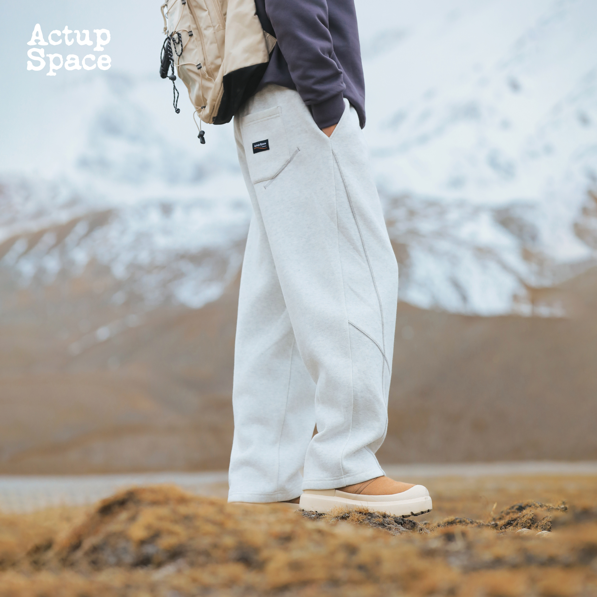 吕小虎奥粒绒直筒卫裤加厚休闲