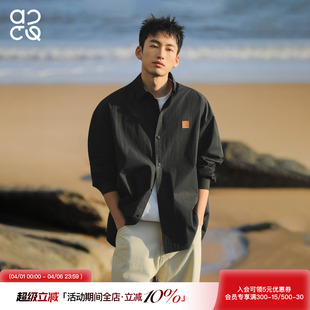 clean 吕小虎ACTUP fit衬衣基础通勤上衣外套 男 衬衫 春季 黑色长袖