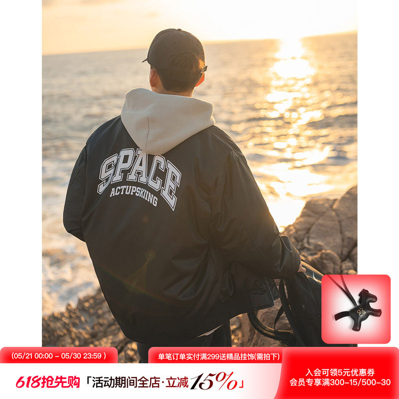 吕小虎冬季新款加厚棉衣外套男美式棒球服棉服青少年夹棉飞行夹克