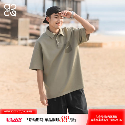 美式休闲字母印花翻领POLO衫T恤