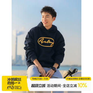 上新日系复古青少年宽松上衣 吕小虎2025字母刺绣连帽卫衣男潮秋季