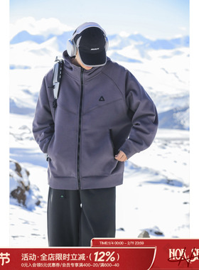 吕小虎加绒拉链开衫连帽卫衣男士冬季运动上衣青少年流行厚外套潮