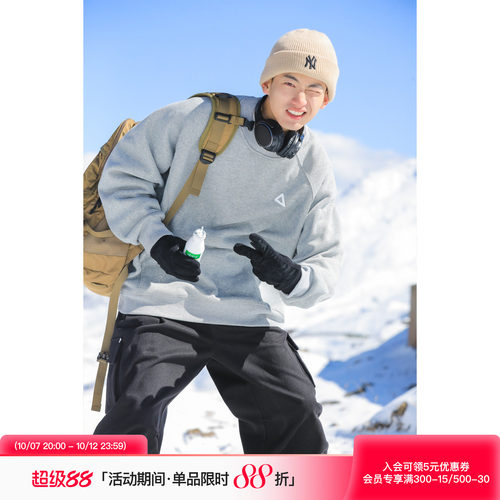 吕小虎奥利绒宽松圆领套头卫衣男
