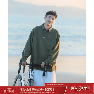 新款 吕小虎美式 秋季 t恤Polo衫 高级感休闲上衣潮 翻领卫衣男生长袖