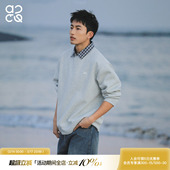 上衣 撞色格子翻领假两件卫衣男重磅390g刺绣长袖 吕小虎ACTUP 春季