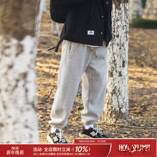 宽松ins百搭休闲裤 秋冬新款 日系复古潮牌束脚裤 男士 重磅灰色卫裤