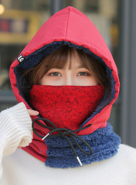 加绒围脖套头护颈椎两用风雪帽