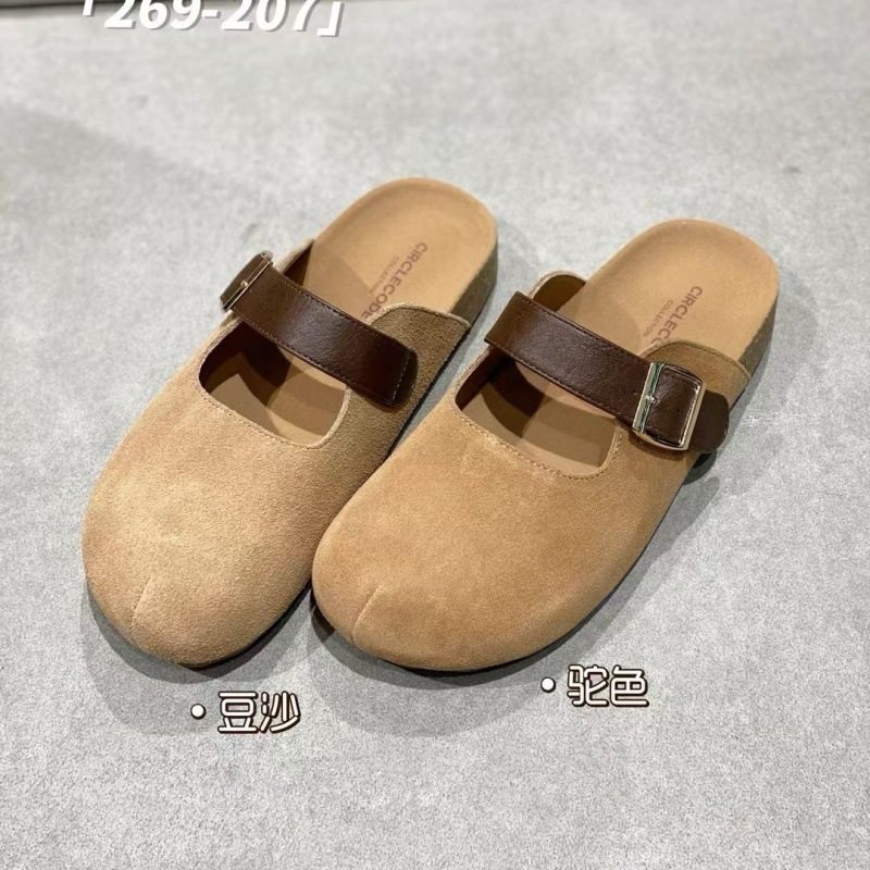 IG莱熙妮真皮勃肯拖鞋女厚底春季新款包头半拖复古韩版一字扣单鞋,女鞋,勃肯鞋/软木鞋,淘宝优惠券,粉丝福利购,淘宝优惠卷