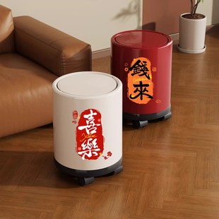 2026款滚轮垃圾桶带盖厨房大容量双层纸篓卫生间客厅轻奢高颜值