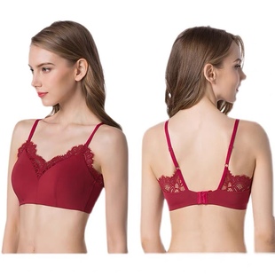 美佳美侬内衣女无钢圈蕾丝刺绣聚拢红色文小胸文胸M82916 m16885
