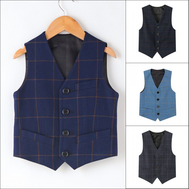 男童马甲春秋季薄款韩版帅气中大童格子西装马夹背心儿童宝宝坎肩|ruв категории Детская одежда, жилет - от Buy2taobao.com для оказания профессиональной услуги покупки агента Taobao
