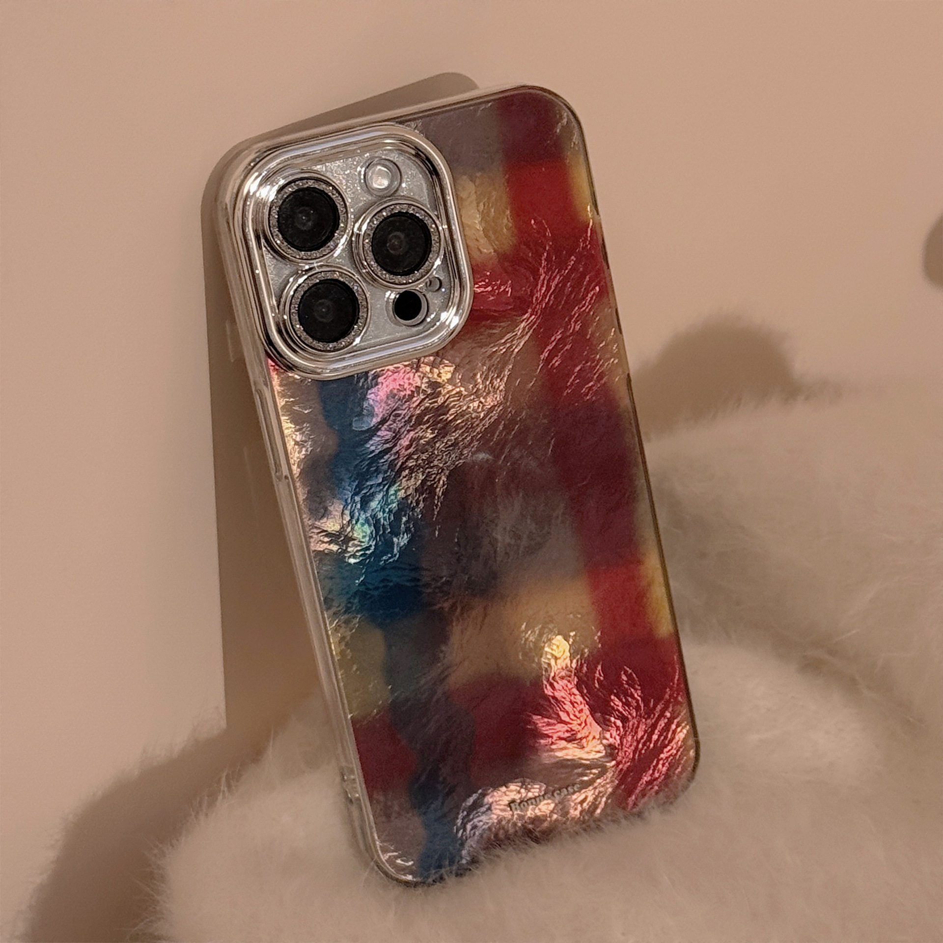 格纹晕染手机壳适用16苹果15promax镜头膜iphone14复古风12高级感