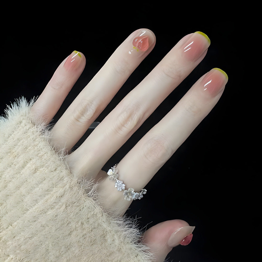 法式桃桃穿戴甲短款学生党显白美甲贴纸甲片立体桃心假指甲成品,彩妆/香水/美妆工具,穿戴甲/甲片,淘宝优惠券,粉丝福利购,淘宝优惠卷