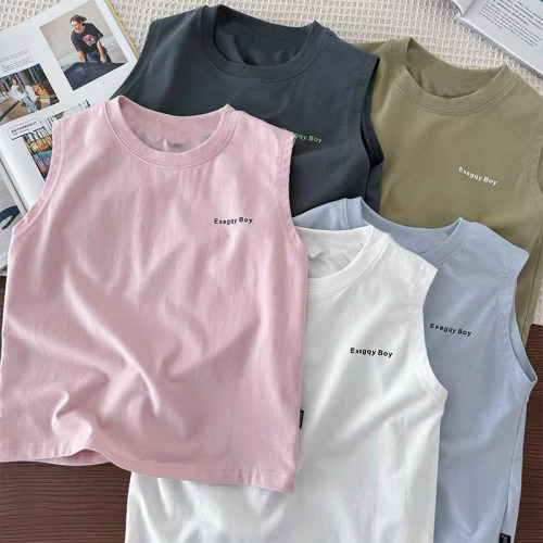 男女童纯棉圆领运动背心