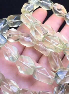 天然柠檬黄水晶随形切面手链女款时尚小清新简约切角手串饰品百搭