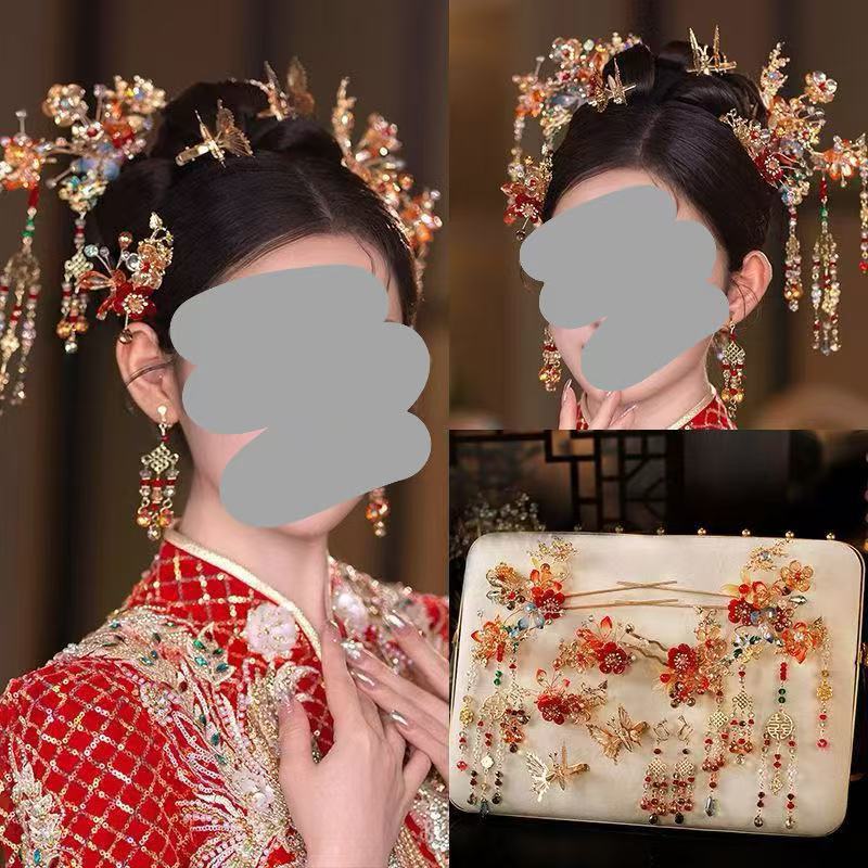 中式秀禾头饰2025新款新娘发饰发簪流苏秀禾服配饰结婚高级大气