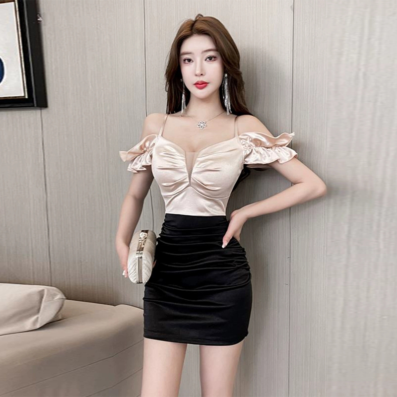 性感吊帶辣妹短款夜店一字緊身裙