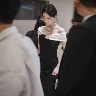 明星同款晚礼服高级感宴会主持人走秀演出服鱼尾一字肩成人礼长裙