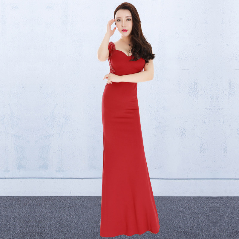 红色礼服裙女2020新款高贵优雅