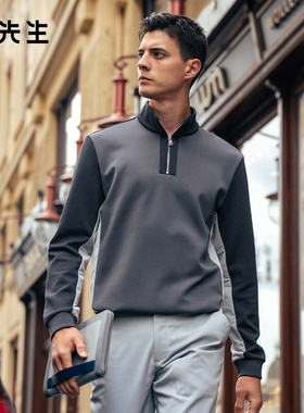 MrBu布先生时尚拼接立领保暖t男2025秋冬层次感可调节上衣BT16880