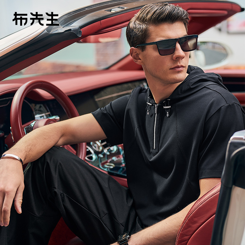 布先生短袖青年连帽凉感T恤