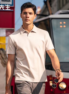 MrBu布先生海鸥领T恤2025夏速干透气POLO衫纯色男短袖AT16023