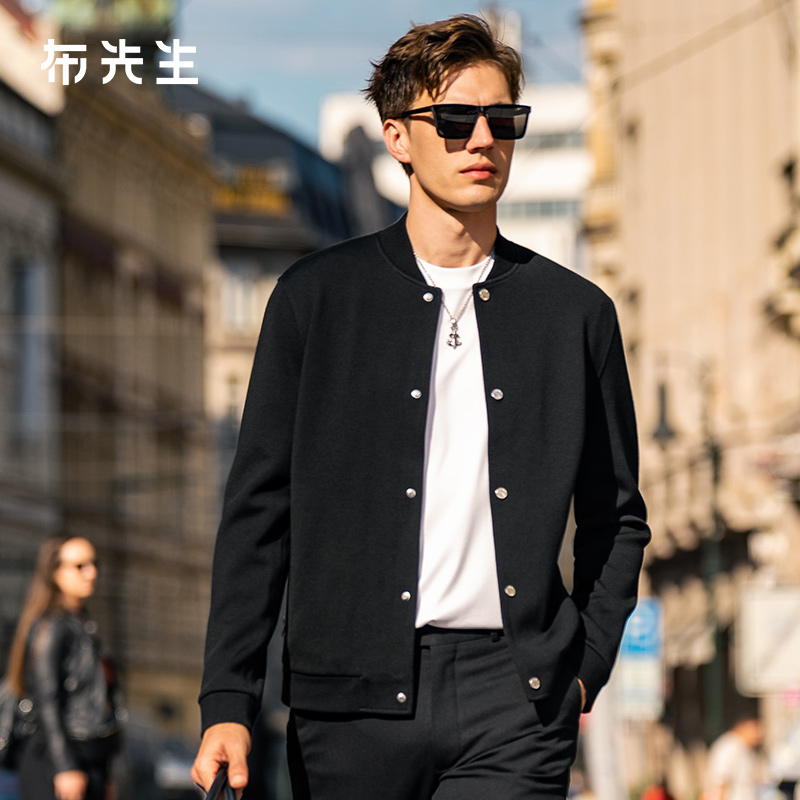 MrBu布先生双侧真皮口袋毛衣纽扣开衫秋冬保暖羊毛外套男PT15617