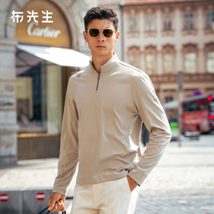 MrBu布先生半拉链立领字母印花长袖 上衣男BT16855 t恤2025秋冬款