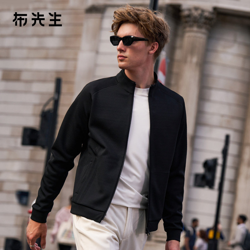 MrBu布先生挺括立领长袖提花外套2025秋冬款针织衫外套男PT16790