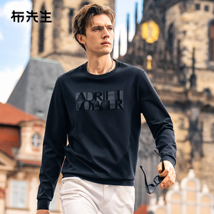MrBu布先生圆领字母印花长袖 男PT15519 t恤2025秋冬减龄内搭打底衫
